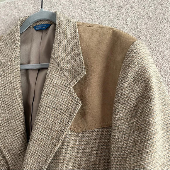 Vintage Pendleton Suede & Tweed Sport Coat/Suit Jacket/Blazer-Tan/Beige-Men’s 44 - Picture 5 of 14